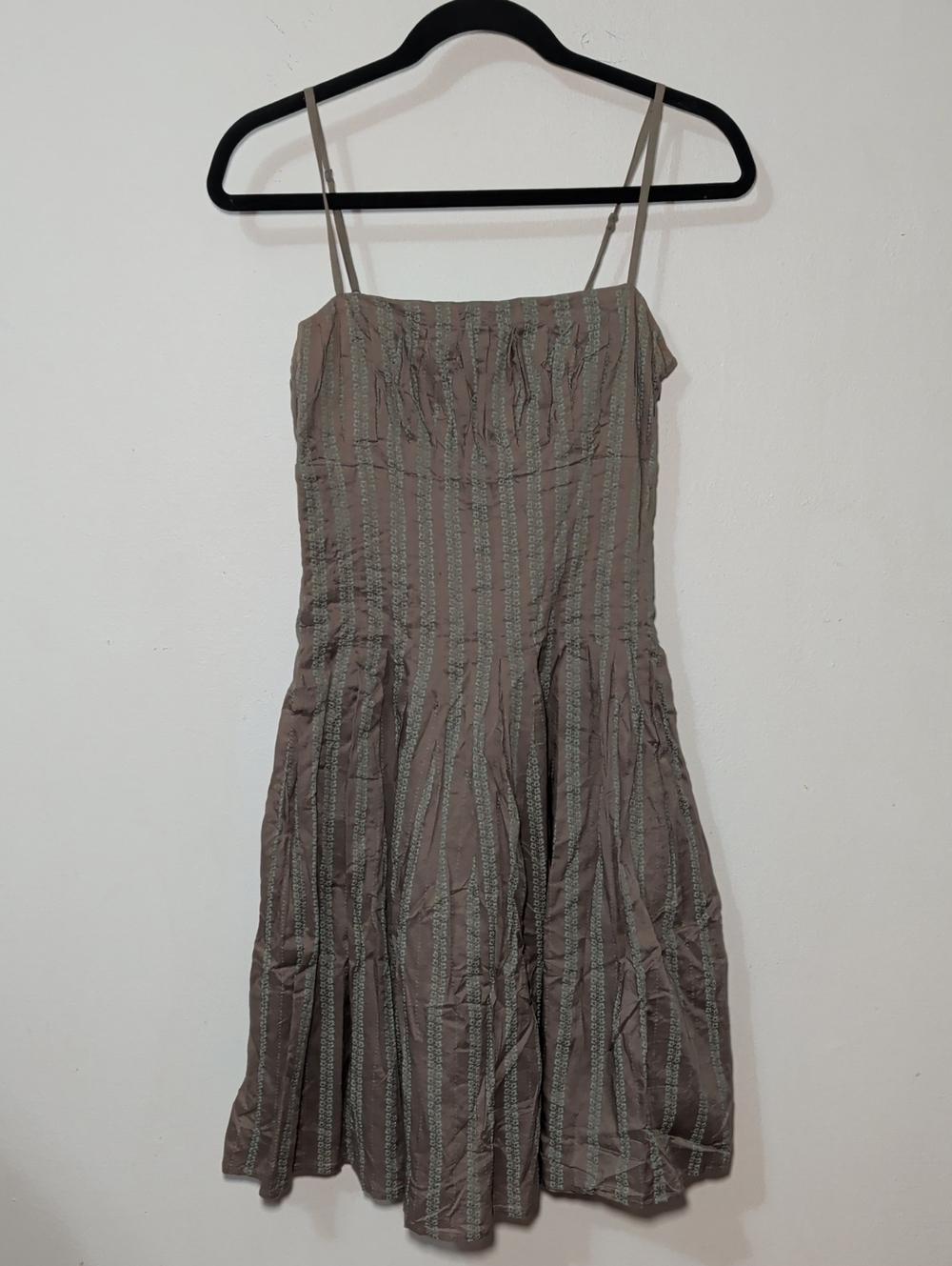 Isaac Mizrahi for Target Pleated Sundress Brown Green Floral Stripe Women Size 2